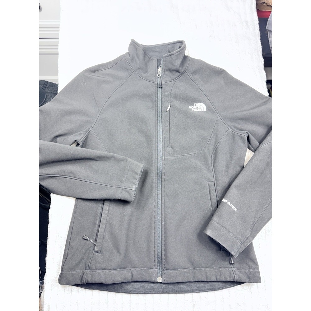 The North Face Full‎ Zip Jacket Black TNF Apex Bionic Women's Pockets Medium EUC